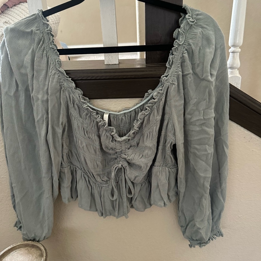 Women's Ruffled Gray Top